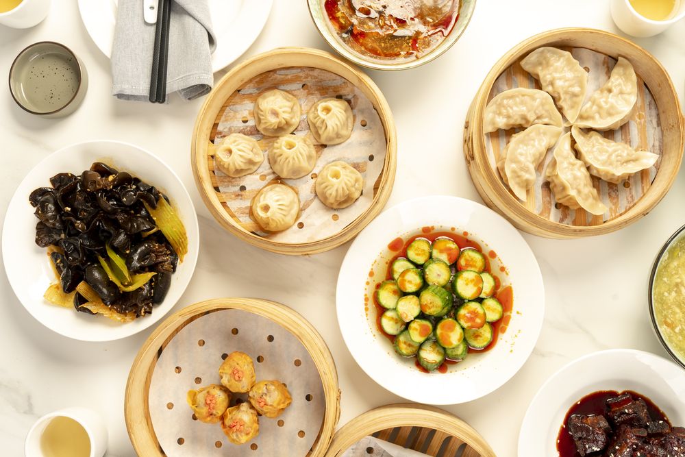 Full dim sum table spread